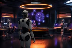 Android Halo nedir sorusunu anlatan yapay zekâ ajanı durum göstergeli Android telefon