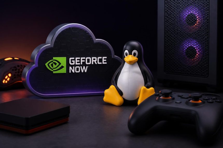 GeForce NOW Linux kurulumu için Linux laptop ve oyun arayüzü