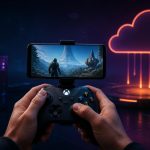 Xbox Cloud Gaming sahip olunan oyunları yayınlama sırasında kontrolcü kullanan oyuncu