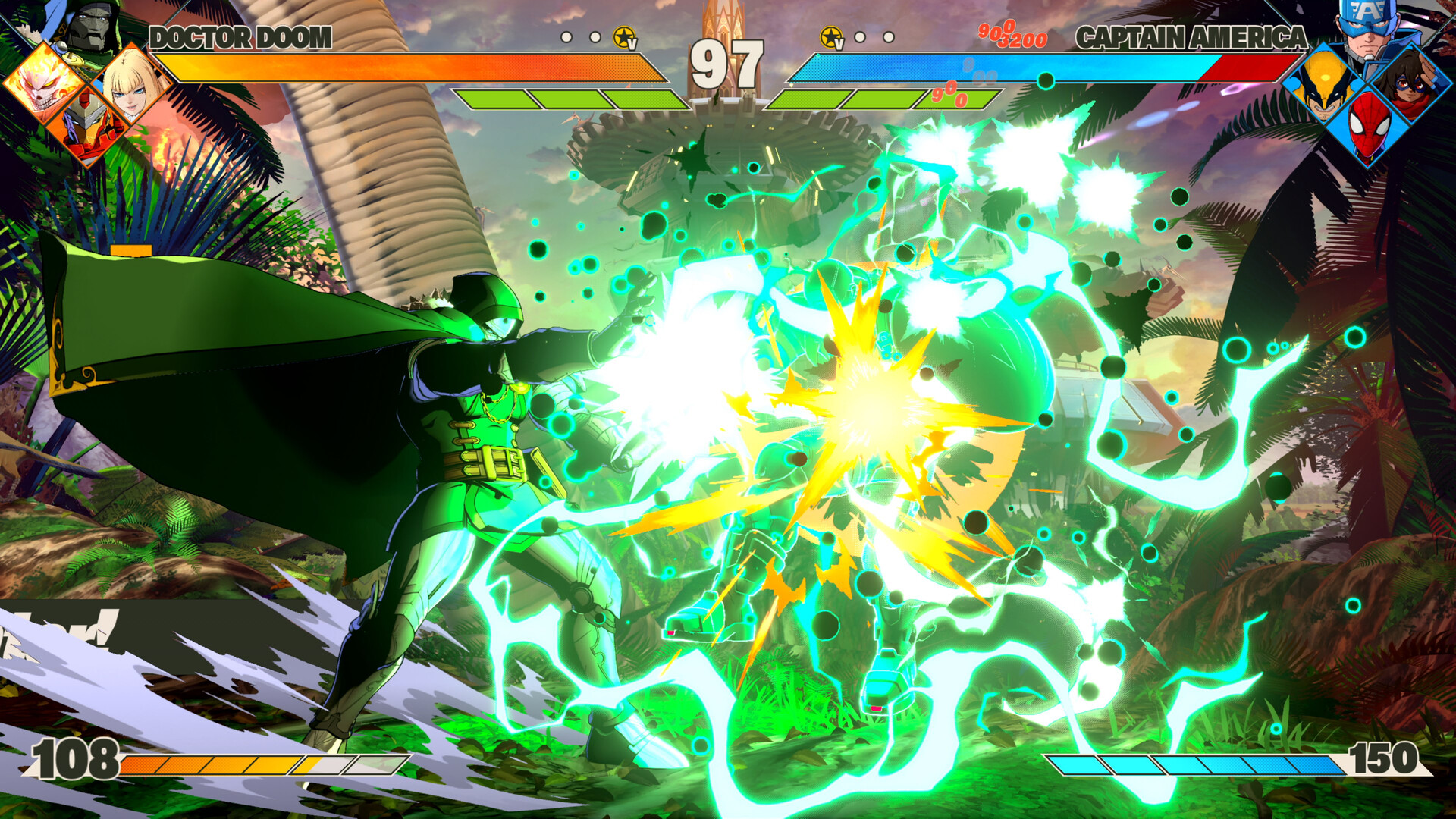 Marvel Tōkon: Fighting Souls oyununda takım halinde yapılan bir kombo saldırısı